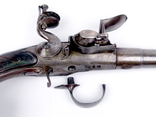 Pair of Superimposed (Two-Shot) Queen Anne Flintlock Pistols - detail 7
